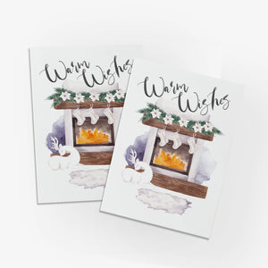 Warm Wishes by the Fire Holiday Cards w/ Envelopes