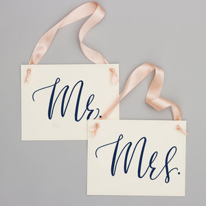 mr and mrs wedding chair signs
