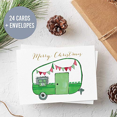 Vintage Camping Christmas Cards - 24 Pack