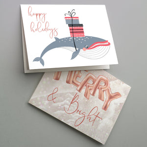 Coral Pink Nautical Christmas Cards - 24 Pack
