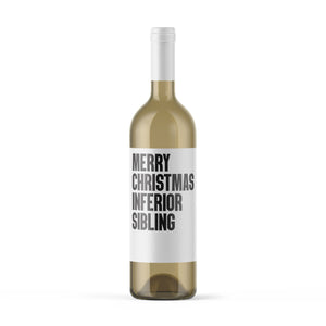 Merry Christmas Inferior Sibling Wine Label