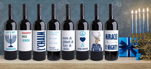 Funny Hanukkah Wine Labels - 8 Pack