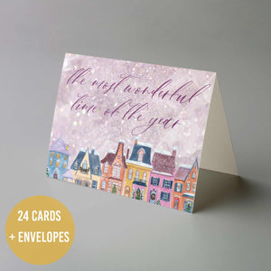 Rose Gold Marble Christmas Cards - 24 Pack