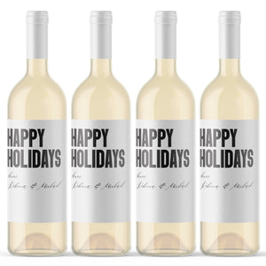 Custom Happy Holidays Wine Labels - 4 Pack