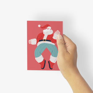 24 Dancing Santa Claus Christmas Cards in Two Fun Modern Illustrations + Envelopes