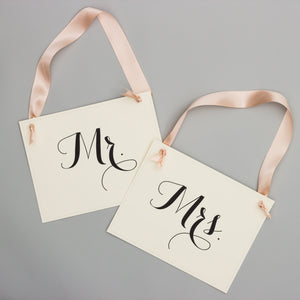 Mr. & Mrs. Chair Signs | Black & Blush Pink