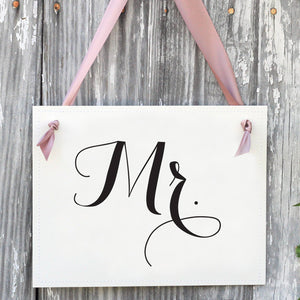 Mr. & Mrs. Chair Signs | Black & Blush Pink