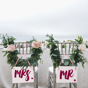 Mr. & Mrs. Chair Signs | Wine & Rose Gold