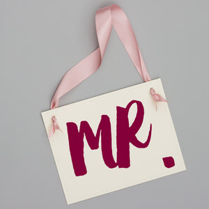 Mr. & Mrs. Chair Signs | Wine & Rose Gold