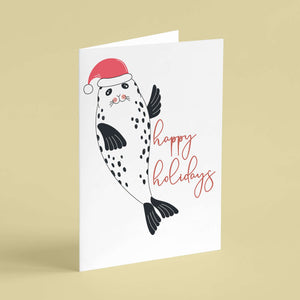 Coral Pink Nautical Christmas Cards - 24 Pack