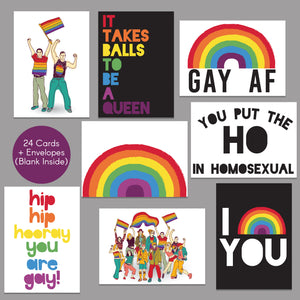 Gay Pride Funny Cards LGBT - 24 Pack