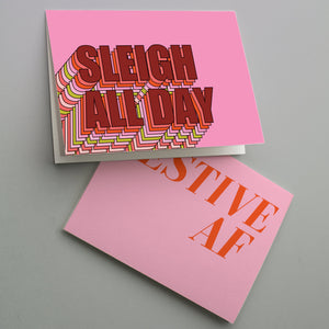 Girly Pink Christmas Cards - 24 Pack