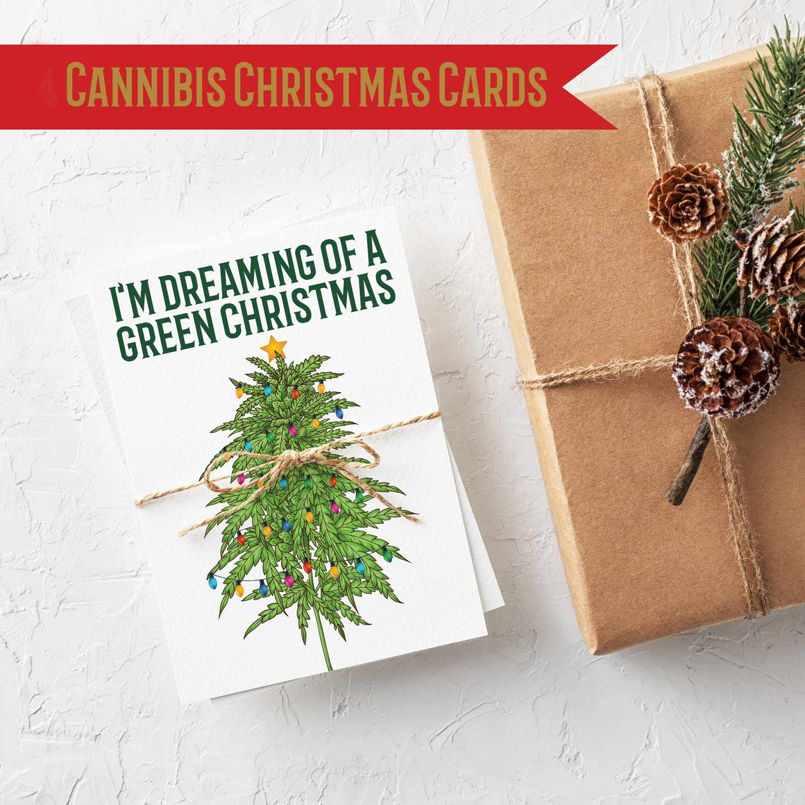 Cannabis Themed Christmas Cards - 24 Pack