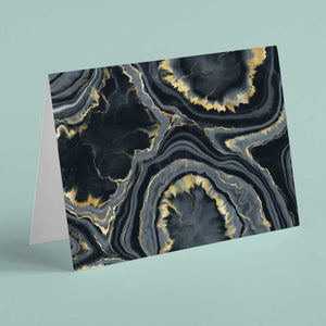 Agate Black & Gold Blank Greeting Cards - 24 Pack