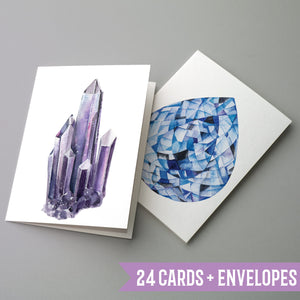 Gemstone Blank Crystal Greeting Cards - 24 Pack