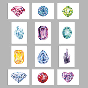 Gemstone Blank Crystal Greeting Cards - 24 Pack