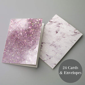 Blush Pink Granite Blank Greeting Cards - 24 Pack