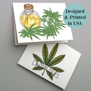 Cannabis Greeting Cards Chemical Composition & Leaves - 24 Pack