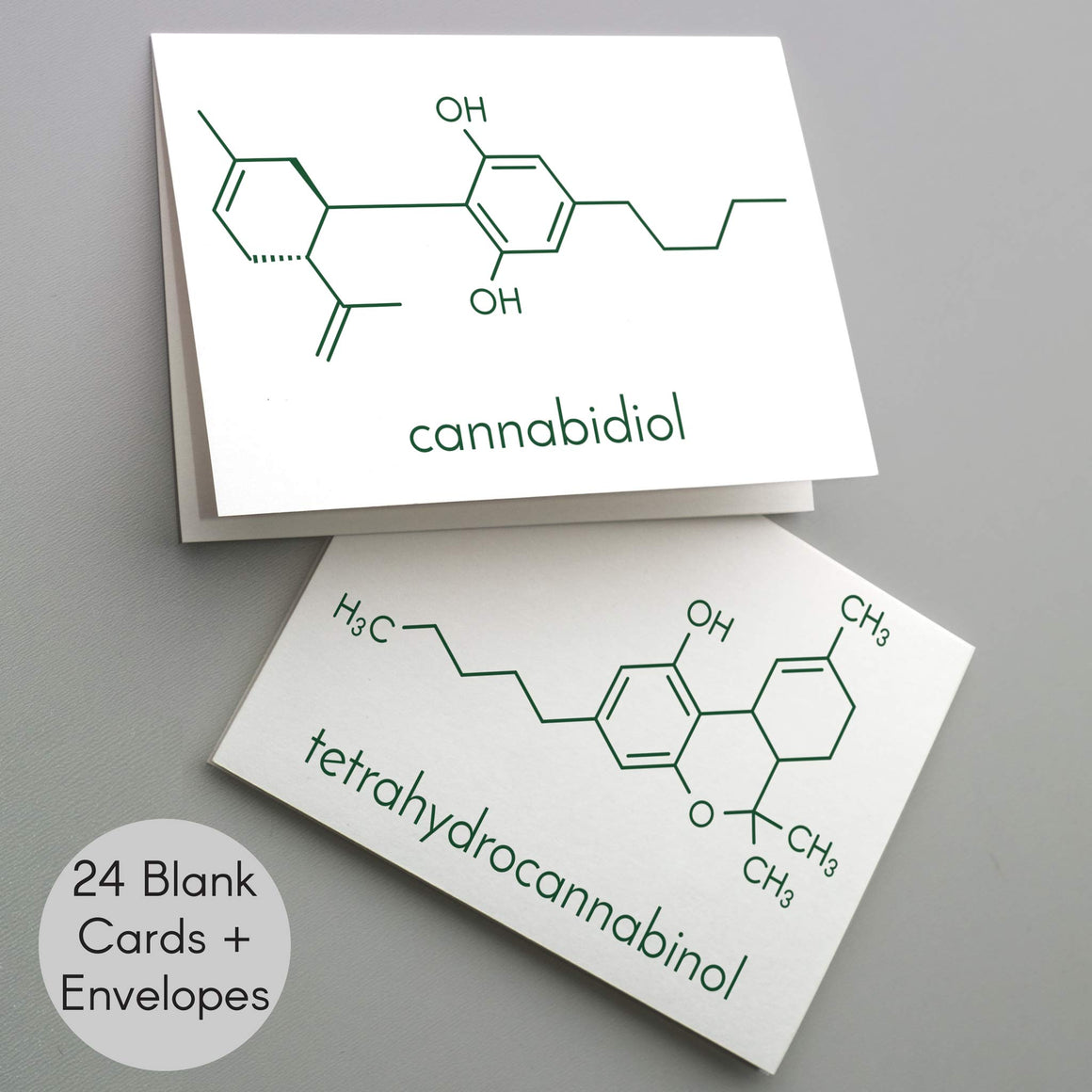 Cannabis Greeting Cards Chemical Composition & Leaves - 24 Pack