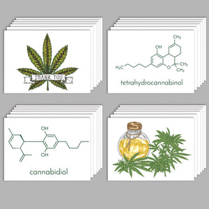 Cannabis Greeting Cards Chemical Composition & Leaves - 24 Pack