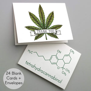 Cannabis Greeting Cards Chemical Composition & Leaves - 24 Pack