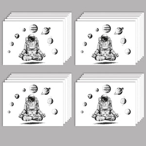 Meditating Astronaut Greeting Cards - 24 Pack