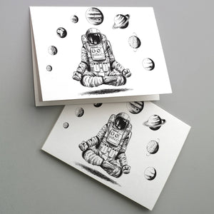 Meditating Astronaut Greeting Cards - 24 Pack