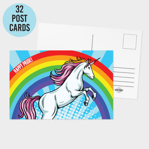 Pride Unicorn Postcards - 32 Pack