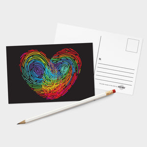 Rainbow Thumbprint Heart Postcards - 32 Pack