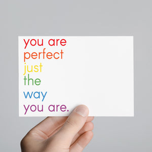 Perfect Just The Way You Are Rainbow Gay Pride Postcards - 32 Pack