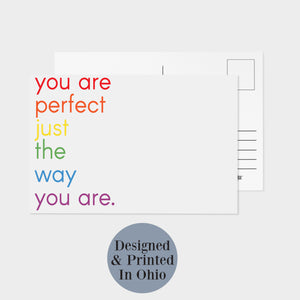 Perfect Just The Way You Are Rainbow Gay Pride Postcards - 32 Pack