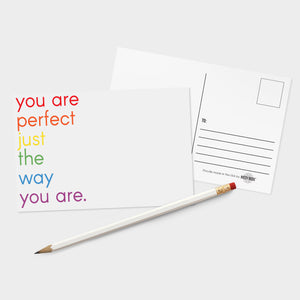 Perfect Just The Way You Are Rainbow Gay Pride Postcards - 32 Pack