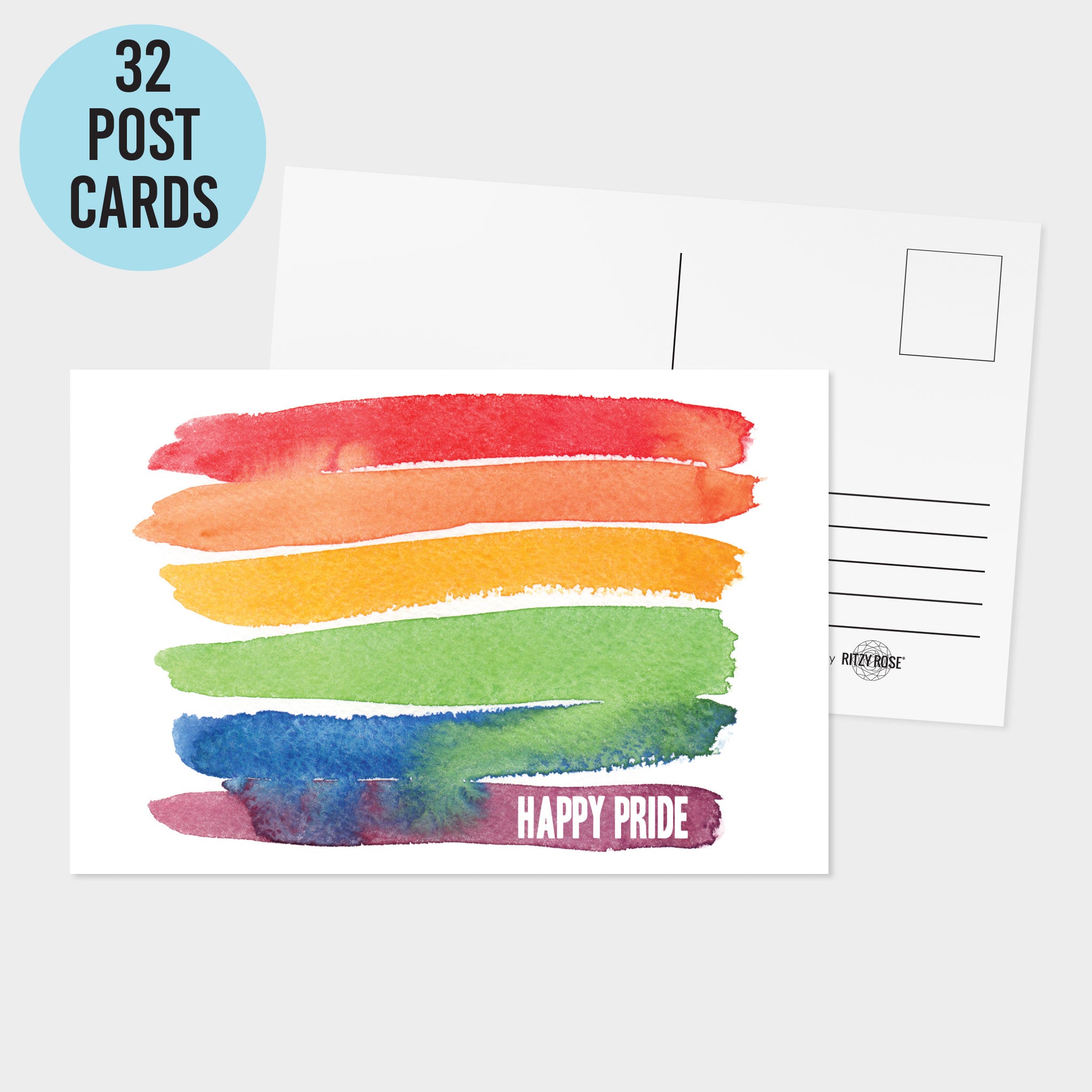 Rainbow Happy Pride Postcards - 32 Pack