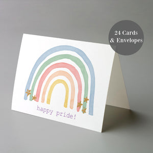 Happy Pride Pastel Rainbow Greeting Cards - 24 Pack