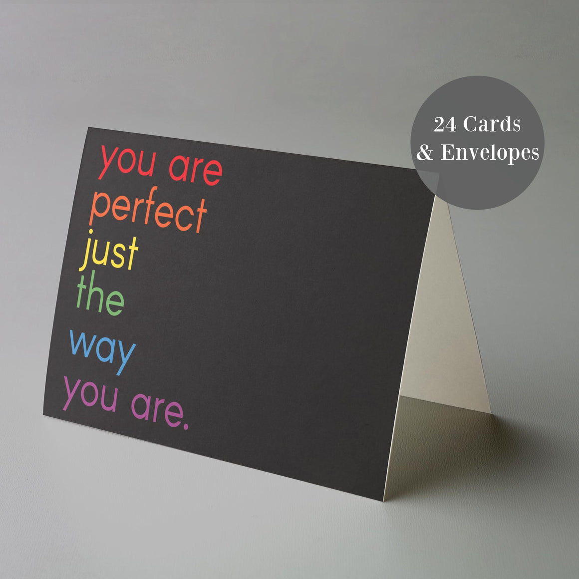 Perfect The Way You Are Black Rainbow Pride Cards - 24 Pack