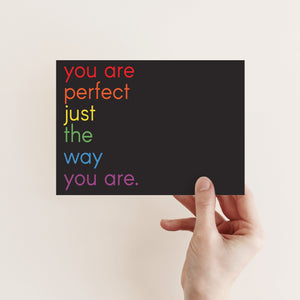 Perfect The Way You Are Black Rainbow Pride Cards - 24 Pack