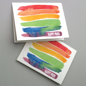 Watercolor Rainbow Happy Gay Pride Cards - 24 Pack