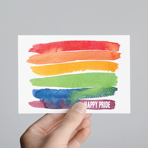 Watercolor Rainbow Happy Gay Pride Cards - 24 Pack