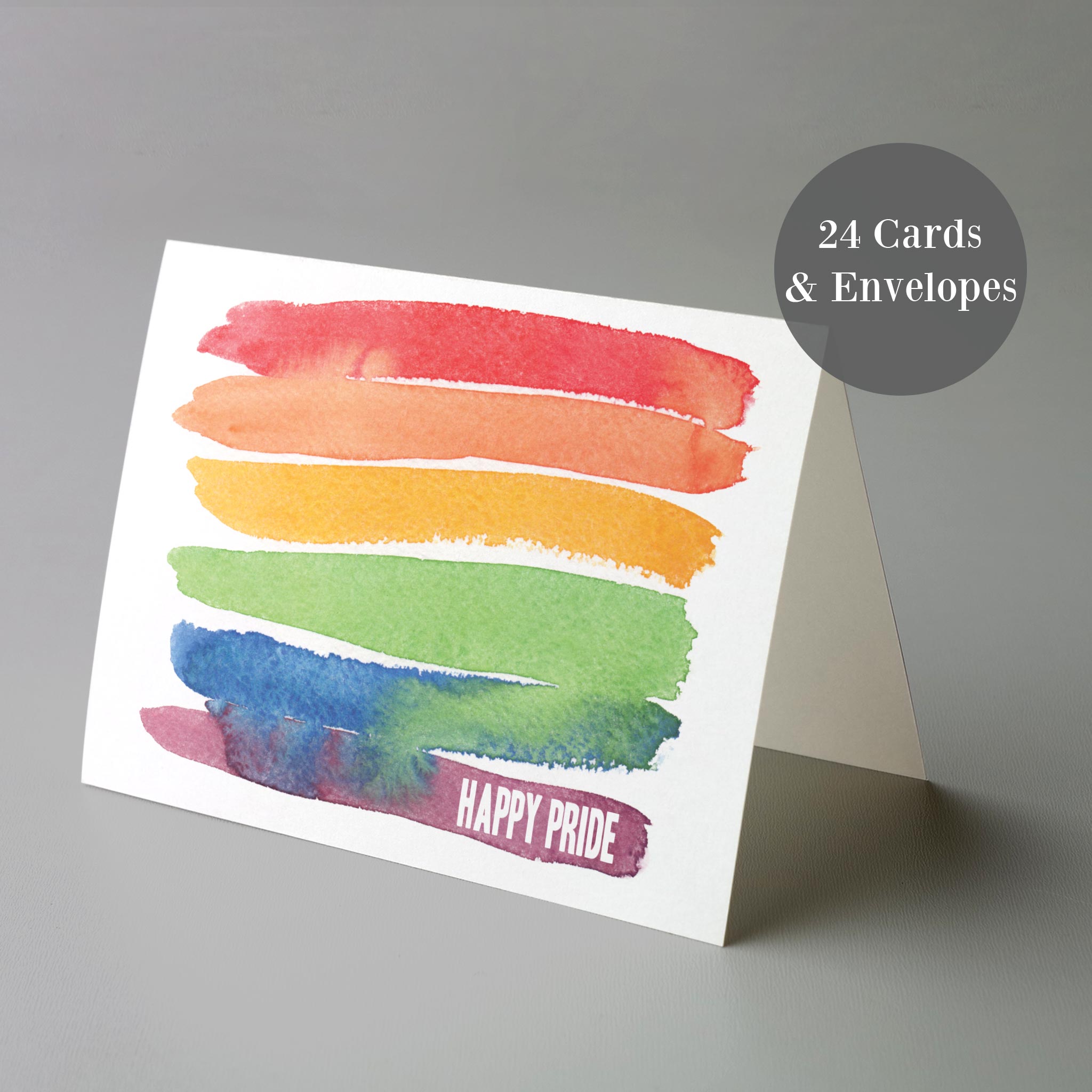 Watercolor Rainbow Happy Gay Pride Cards - 24 Pack