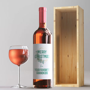 Personalized Merry Christmas Wine Labels - 4 Pack