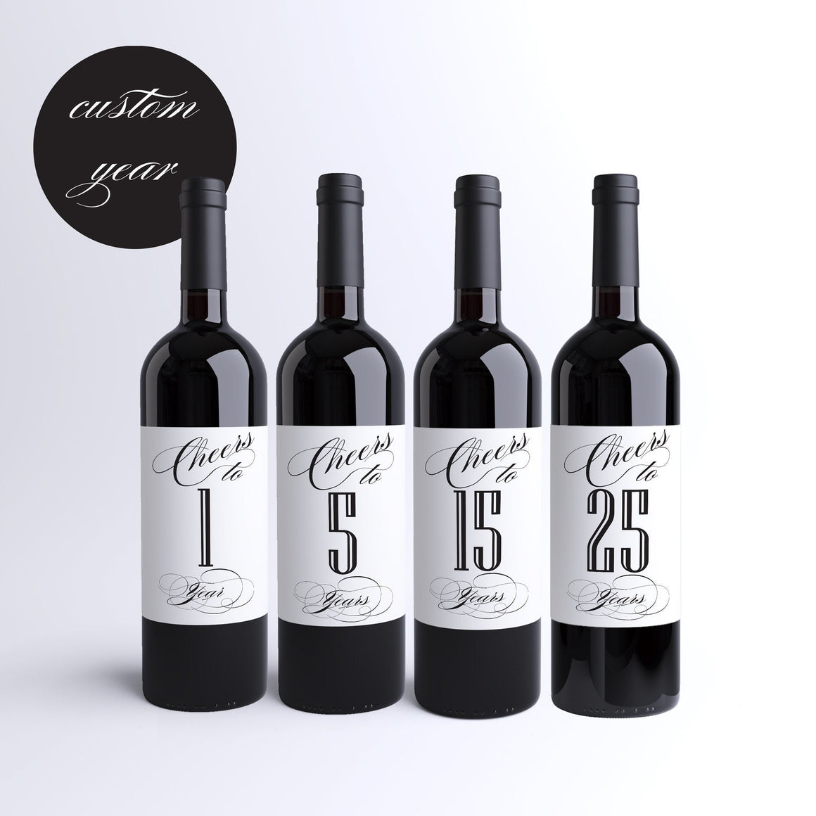 Anniversary Wine Label Cheers to 10 Years (Custom Year) Wedding Anniversary Wine Bottle Label Birthday Wine Bottle Label 21st Birthday 9040