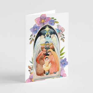 24 Whimsical Nativity Scene Religious Christmas Cards + Envelopes
