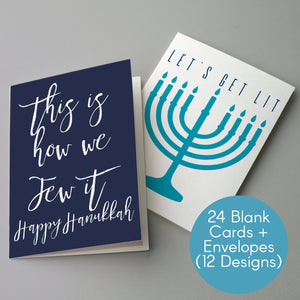 Funny Hanukkah Greeting Cards - 24 Pack