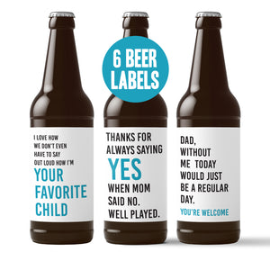 Father's Day Beer Labels for Dad - 6 Pack