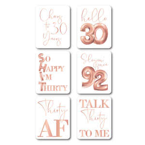 30th Birthday Rose Gold Balloons Beer Labels - 6 Pack