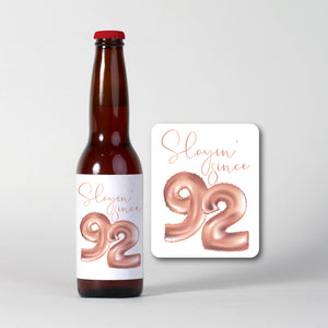 30th Birthday Rose Gold Balloons Beer Labels - 6 Pack