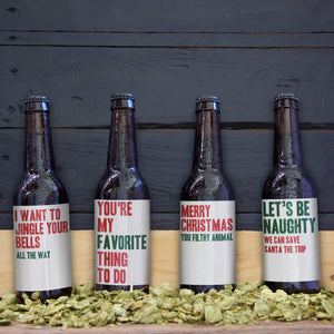 Naughty Holiday Beer Labels for Him - 6 Pack