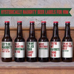 Naughty Holiday Beer Labels for Him - 6 Pack