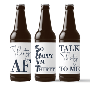 Dirty 30 Birthday Black Balloons Beer Labels - 6 Pack
