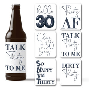 Dirty 30 Birthday Black Balloons Beer Labels - 6 Pack